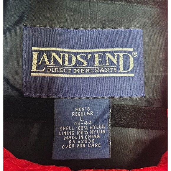 Vintage Lands End Mens Windbreaker Jacket Large Blue Hooded Full Zip Outdoors - Picture 7 of 13